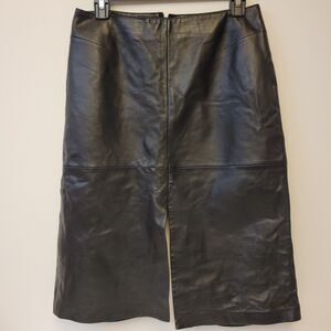 CACHE Leather Black  Boho Western Concert Cowgirl Size 8 Women Skirt